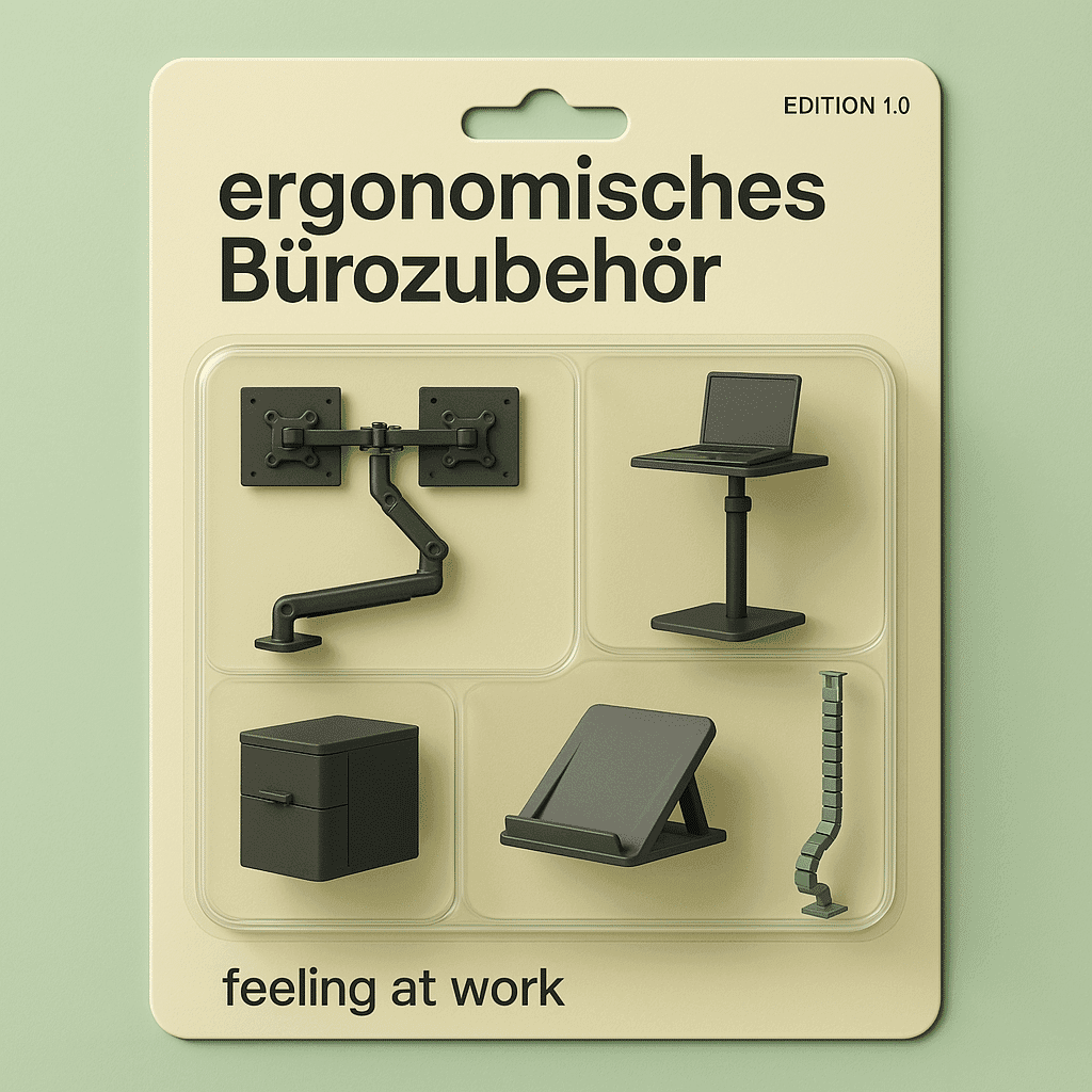 KI generiertes Bild ergonomisches Bürozubehör in Plisterverpackung